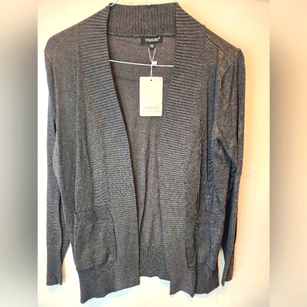 New Grey‎ Cardigan Sweater NWT Size 0X  / 1X